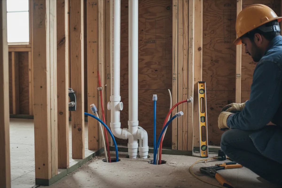 Drain and supply rough-in during Garbage Disposal Repair in Feasterville Trevose