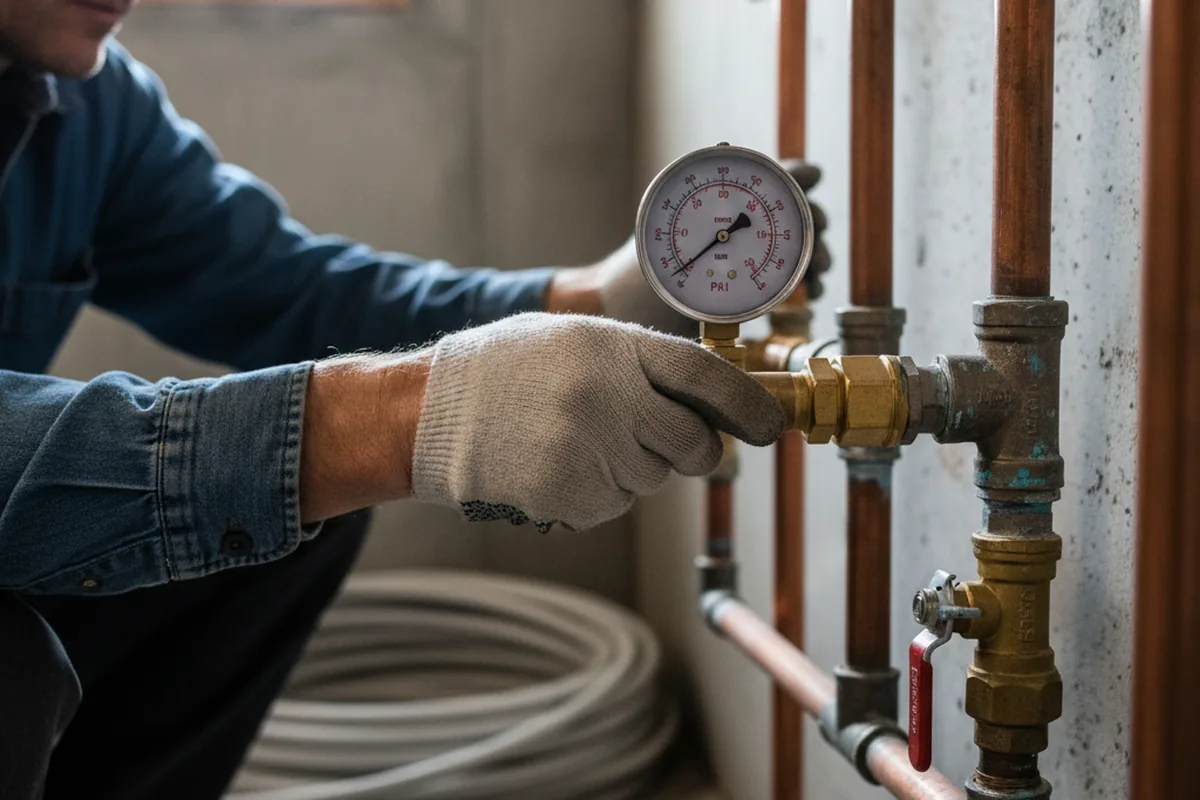 Pressure testing a repaired line during Water Line Repair in Feasterville Trevose